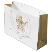 Vintage Tan Carriage Baby Shower Gift Bag ラージペーパーバッグ (裏面アングル)
