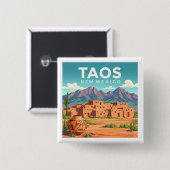 Vintage Taos New Mexico 缶バッジ (正面&裏面)