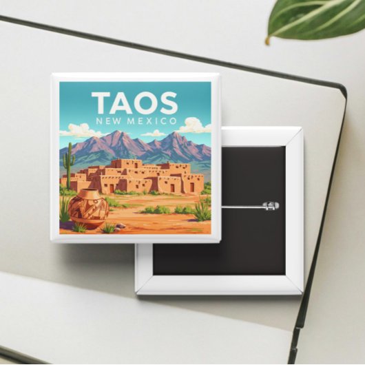 Vintage Taos New Mexico 缶バッジ