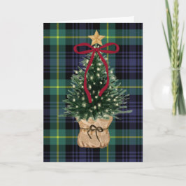 Vintage, Tartan Christmas Card with Christmas Tree シーズンカード