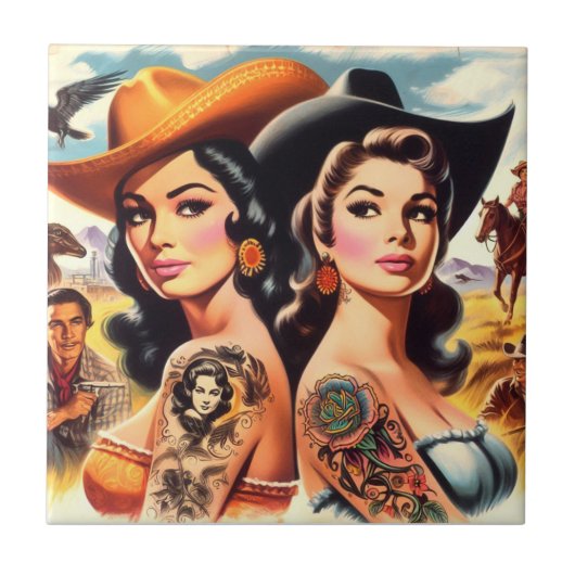 Vintage Tattooed Cowgirls タイル (正面)