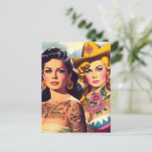 Vintage Tattooed Cowgirls ポストカード (スタンド正面)