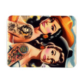 Vintage Tattooed Cowgirls マグネット (横)