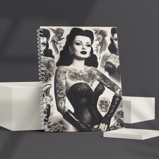 Vintage Tattooed Goth Woman Collage ノートブック