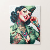 Vintage Tattooed Military Woman ジグソーパズル (縦)