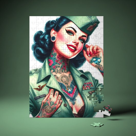 Vintage Tattooed Military Woman ジグソーパズル