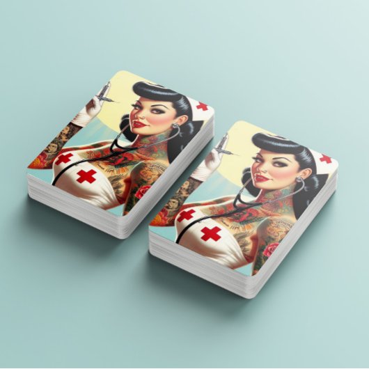 Vintage Tattooed Pin-up Nurse トランプ