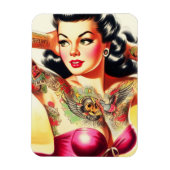 Vintage Tattooed Pinup マグネット (縦)