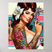 Vintage Tattooed Pulp Pin-up ポスター (正面)