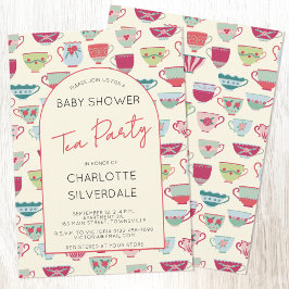 Vintage Tea Party Baby Shower 招待状