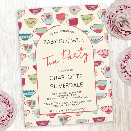 Vintage Tea Party Baby Shower Invitation ポストカード