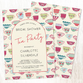 Vintage Tea Party Bridal Shower Invitation 招待状