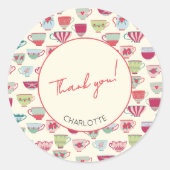 Vintage Tea Party Teacup Thank You Personalized ラウンドシール (正面)