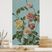 Vintage Tea Rose and Blush Roses ポスター (キッチン)