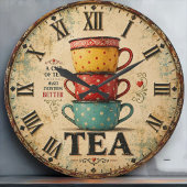 Vintage Tea Time ラージ壁時計