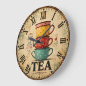 Vintage Tea Time ラージ壁時計 (傾斜)
