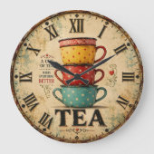 Vintage Tea Time ラージ壁時計 (正面)