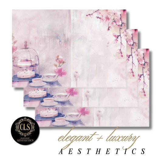 Vintage Tea Time Luxe Aesthetics ラッピングペーパーシート
