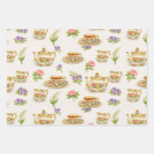 Vintage Tea Time Teapot Pattern ラッピングペーパーシート (正面)