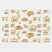 Vintage Tea Time Teapot Pattern ラッピングペーパーシート (正面3)