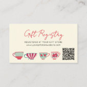 Vintage Teacup Baby Shower Gift Registry QR code エンクロージャーカード (正面)