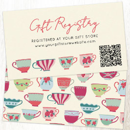 Vintage Teacup Baby Shower Gift Registry QR code エンクロージャーカード