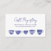 Vintage Teacup Blue Baby Shower Gift Registry エンクロージャーカード (正面)