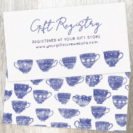 Vintage Teacup Blue Baby Shower Gift Registry エンクロージャーカード