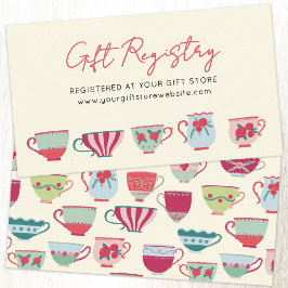 Vintage Teacup Bridal Shower Gift Registry エンクロージャーカード