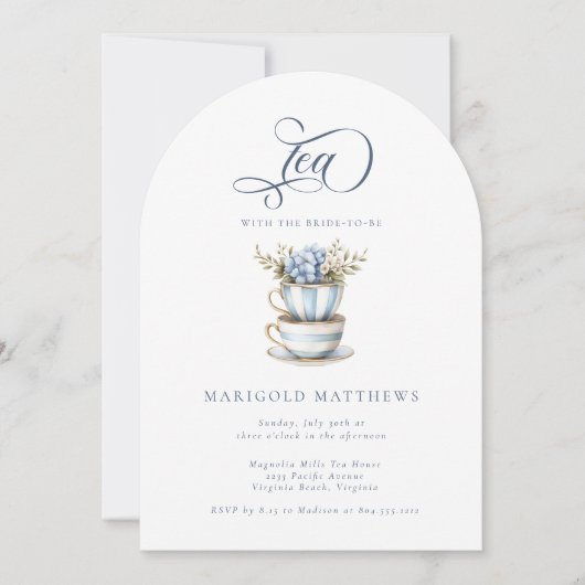 Vintage Teacup Floral Granmillenial Tea Party 招待状 (正面)