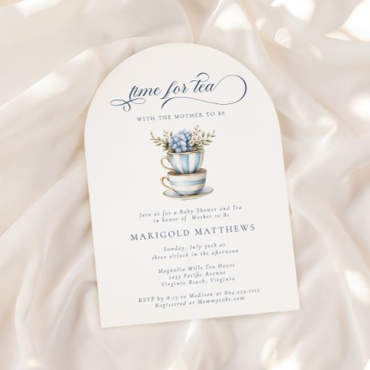 Vintage Teacup Grandmillennial Tea Baby Shower  招待状