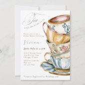 Vintage Teacup Tea Bridal Shower Party 招待状 (正面)