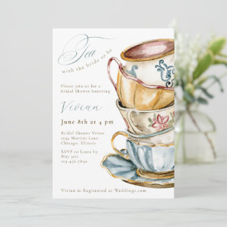 Vintage Teacup Tea Bridal Shower Party 招待状