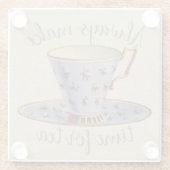 Vintage Teacup Time for Tea ガラスコースター (裏面)