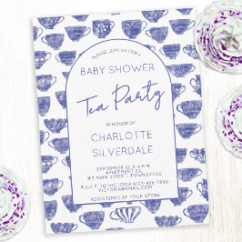 Vintage Teacup Watercolor Tea Party Baby Shower ポストカード