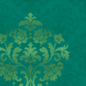 Vintage Teal Damask Gold Medallian Throw Pillow アクセントクッション