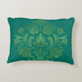 Vintage Teal Damask Gold Medallian Throw Pillow アクセントクッション (裏面)