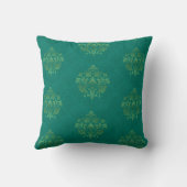 Vintage Teal Damask Gold Medallians Throw Pillow クッション (裏面)