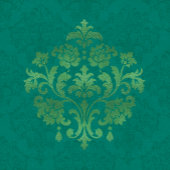 Vintage Teal Damask Gold Medallians Throw Pillow クッション