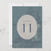 Vintage Teal Elegant Rustic Floral Table Number (正面)
