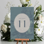 Vintage Teal Elegant Rustic Floral Table Number