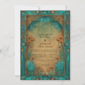 Vintage Teal Garden Islamic Wedding 招待状 (正面)