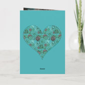 Vintage Teal Heart with Gears Steampunk Art シーズンカード (裏面)