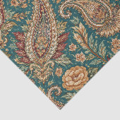 Vintage Teal Heirloom Paisley Garden 薄葉紙 (詳細)