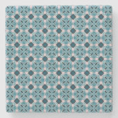 Vintage Teal Ornate Tile Pattern ストーンコースター (正面)