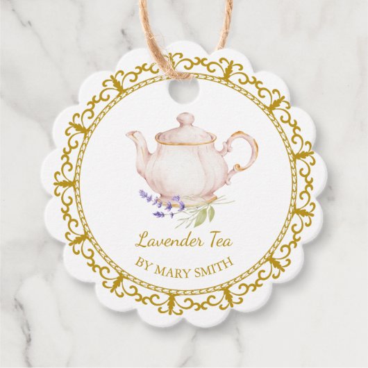 Vintage Teapot Homemade Lavender Tea Hang Tag フェイバータグ (正面)