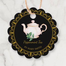 Vintage Teapot Homemade Peppermint Tea Hang Tag フェイバータグ