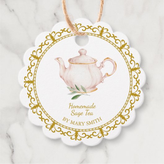 Vintage Teapot Homemade Sage Tea Hang Tag フェイバータグ (正面)