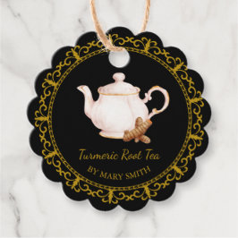 Vintage Teapot Homemade Turmeric Root Tea Hang Tag フェイバータグ