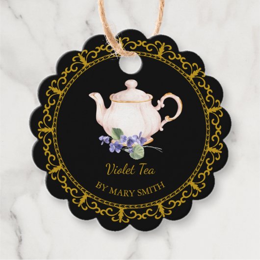 Vintage Teapot Homemade Violet Tea Hang Tag フェイバータグ (正面)